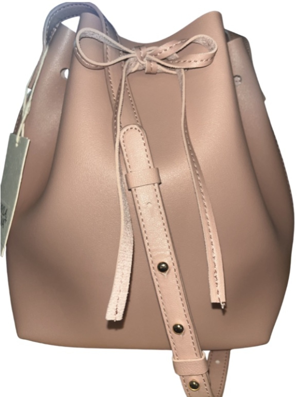 NWT KAYLA + AVA Vegan Leather Bow Tie Bucket Bag Dusty Rose - Picture 7 of 9